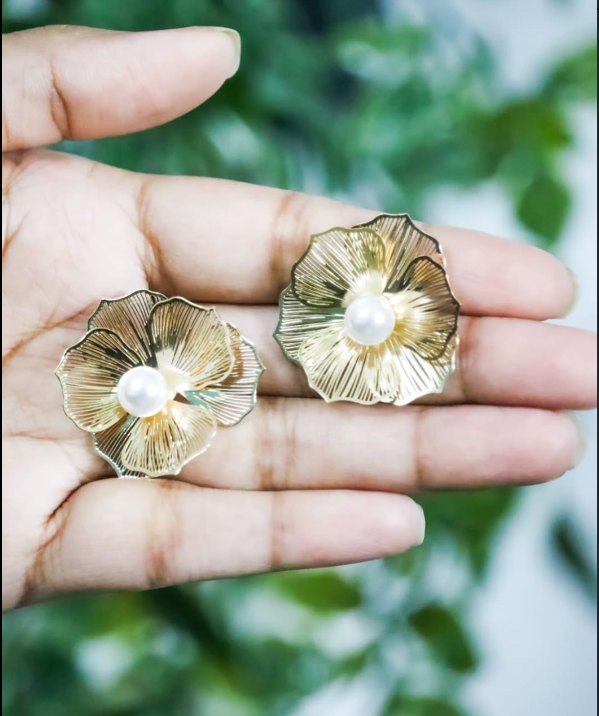 Golden Bloom Pearl Studs