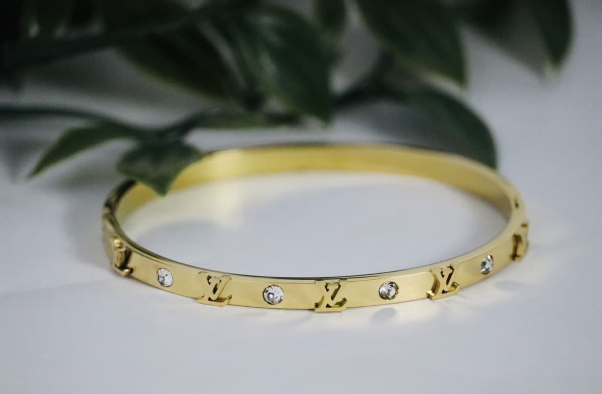 Gold Studded Bangle Bracelet – Anti-Tarnish Stackable Cuff
