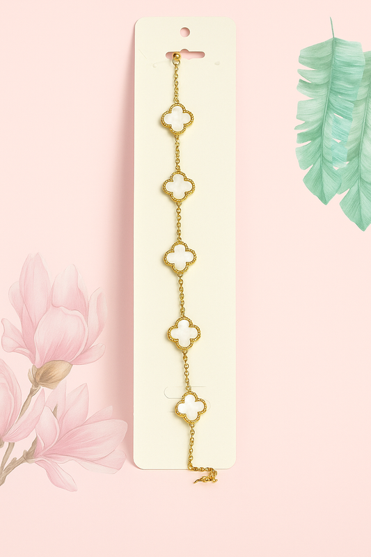 White Bloom Clover Bracelet